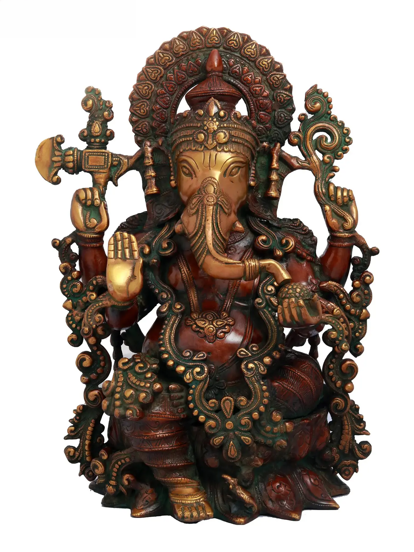 Brassaura™ Ornate Lord Ganesha in Antique Dual Tone Finish | Height 16 Inches & Weight 12.30 kgs