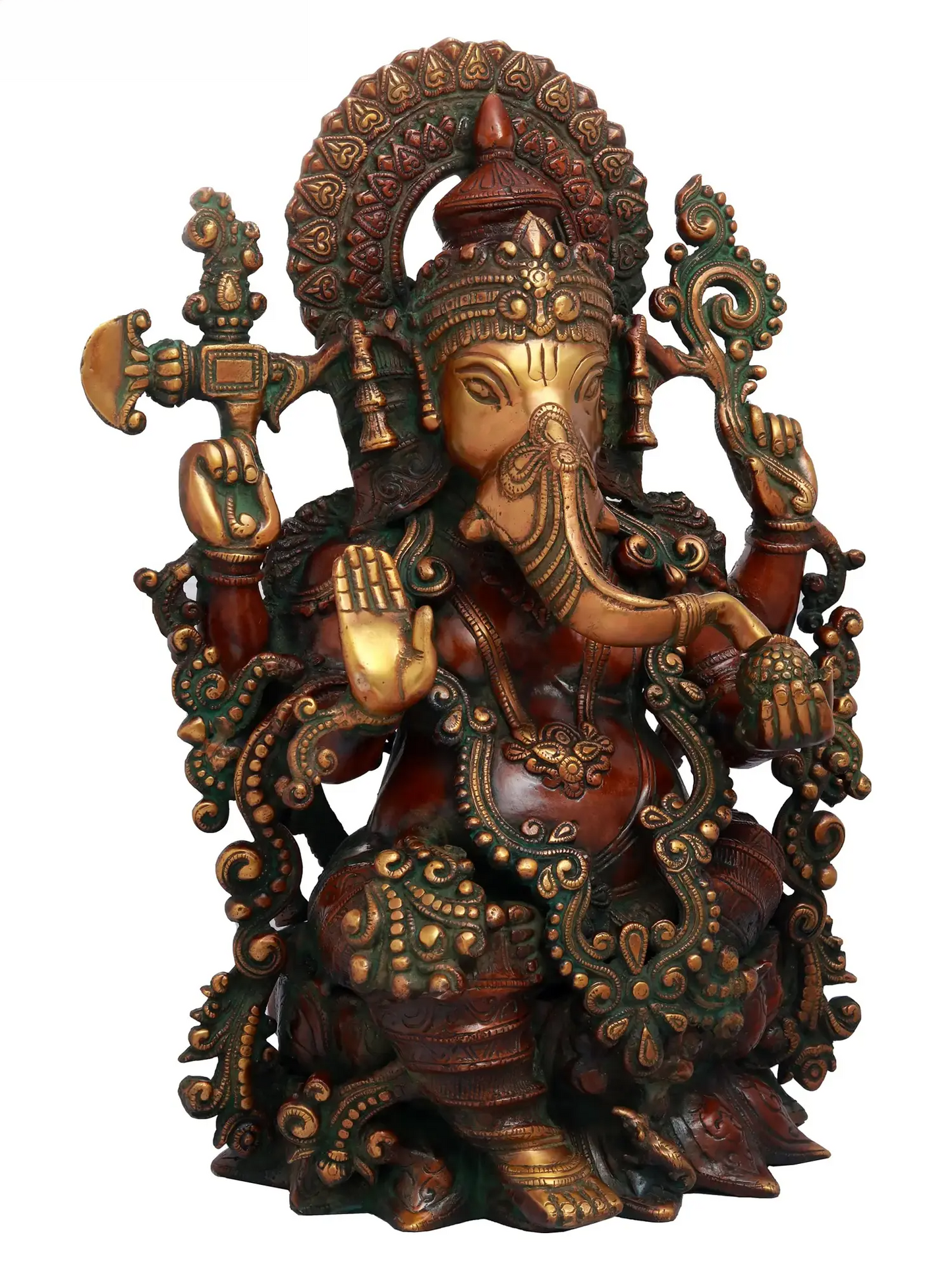 Brassaura™ Ornate Lord Ganesha in Antique Dual Tone Finish | Height 16 Inches & Weight 12.30 kgs