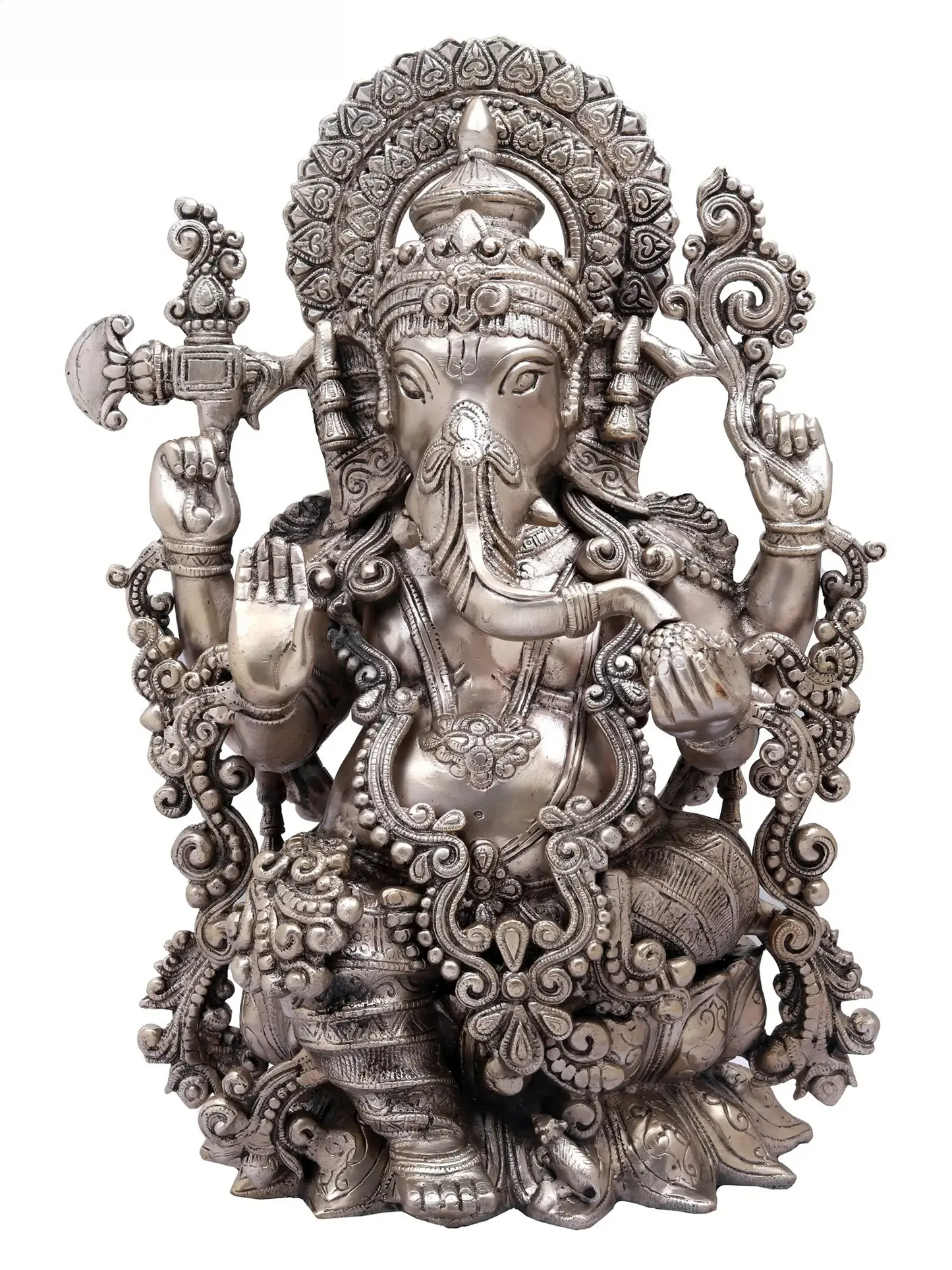 ब्रासौरम™ अलंकृत भगवान गणेश प्राचीन दोहरे टोन फिनिश में | ऊँचाई 16 इंच और वज़न 12.30 किलोग्राम