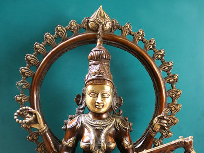 Brassaura® Brass Goddess Saraswati Statue | Height 27 Inches & Weight 33.50 kg