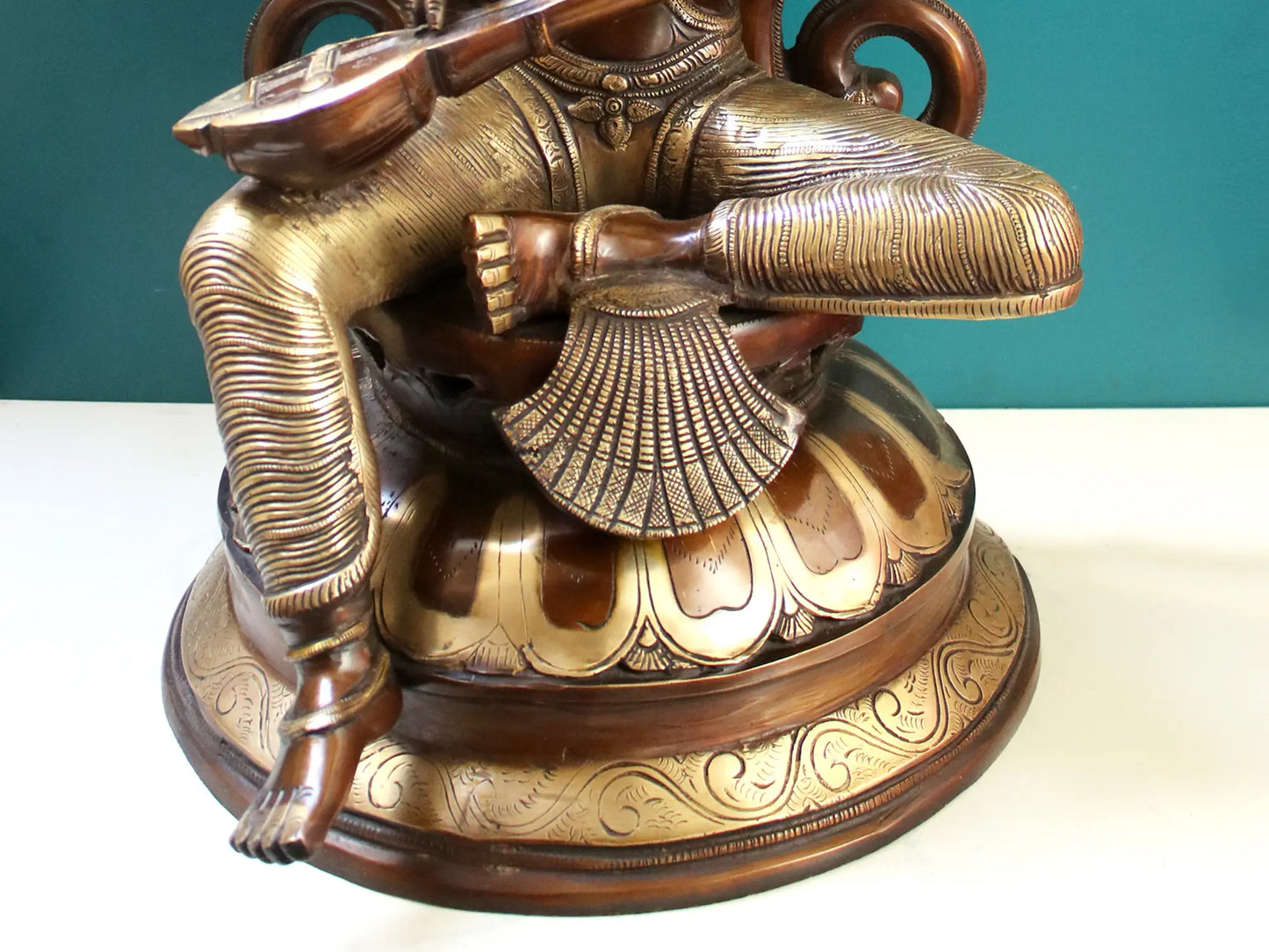 Brassaura® Brass Goddess Saraswati Statue | Height 27 Inches & Weight 33.50 kg