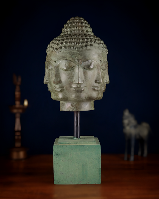 Bronze five Head Bhumisprasa Buddha Statue Weight 1.26 kg & Height 14.5 Inch