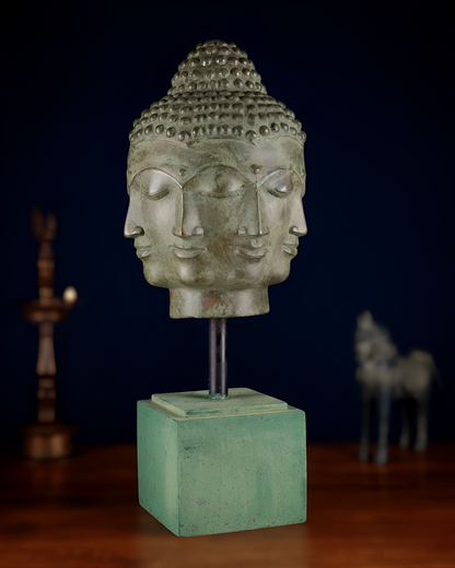 Bronze five Head Bhumisprasa Buddha Statue Weight 1.26 kg & Height 14.5 Inch