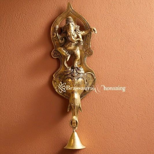 Brassaura™ Brass Ganesha Diya Statue – Height 13 Inches & Weight 1.6 Kgs | Spiritual Home Décor