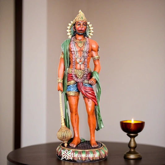 Brassaura™ Brass Standing Hanuman Idol – Height 23 Inches & Weight 12.2 Kgs | Divine Gifting