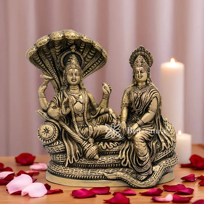 Brassaura™ Brass Vishnu Laxmi – Height 8.8 Inches & Weight 4.2 Kgs | Sacred Representation of Prosperity & Protection