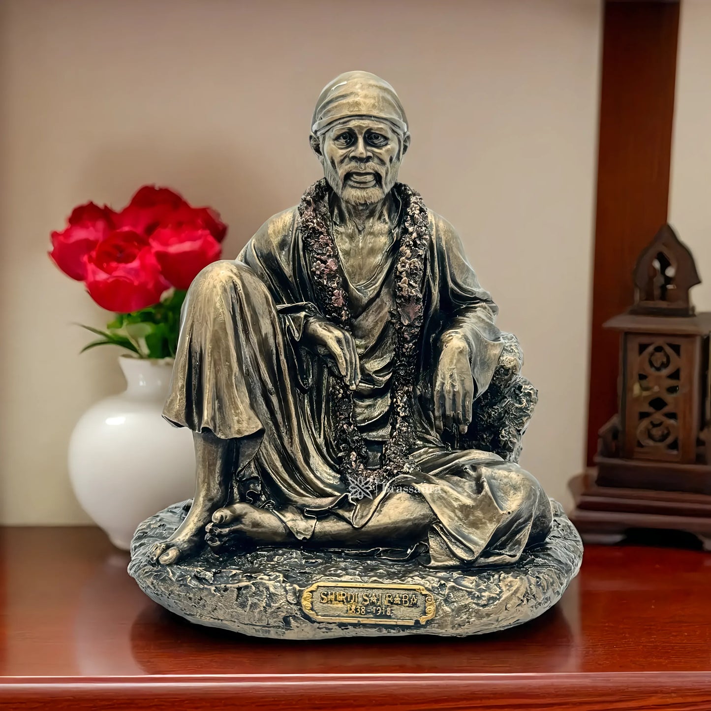 Brassaura™ Resin Sai Baba Statue – Height 6 Inches & Weight 1.5 Kgs | Graceful Handcrafted Idol for Spiritual Ambience