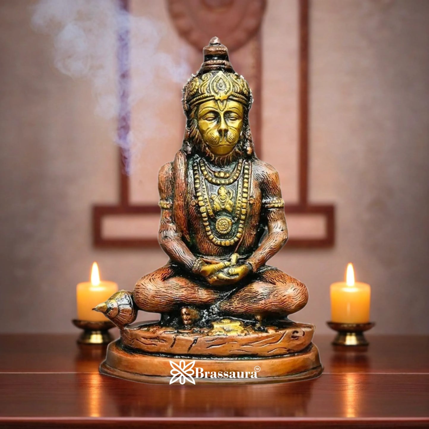 Brassaura™ Brass Hanuman Statue with Fine Craft – Height 7.4 Inches & Weight 1.64 Kgs