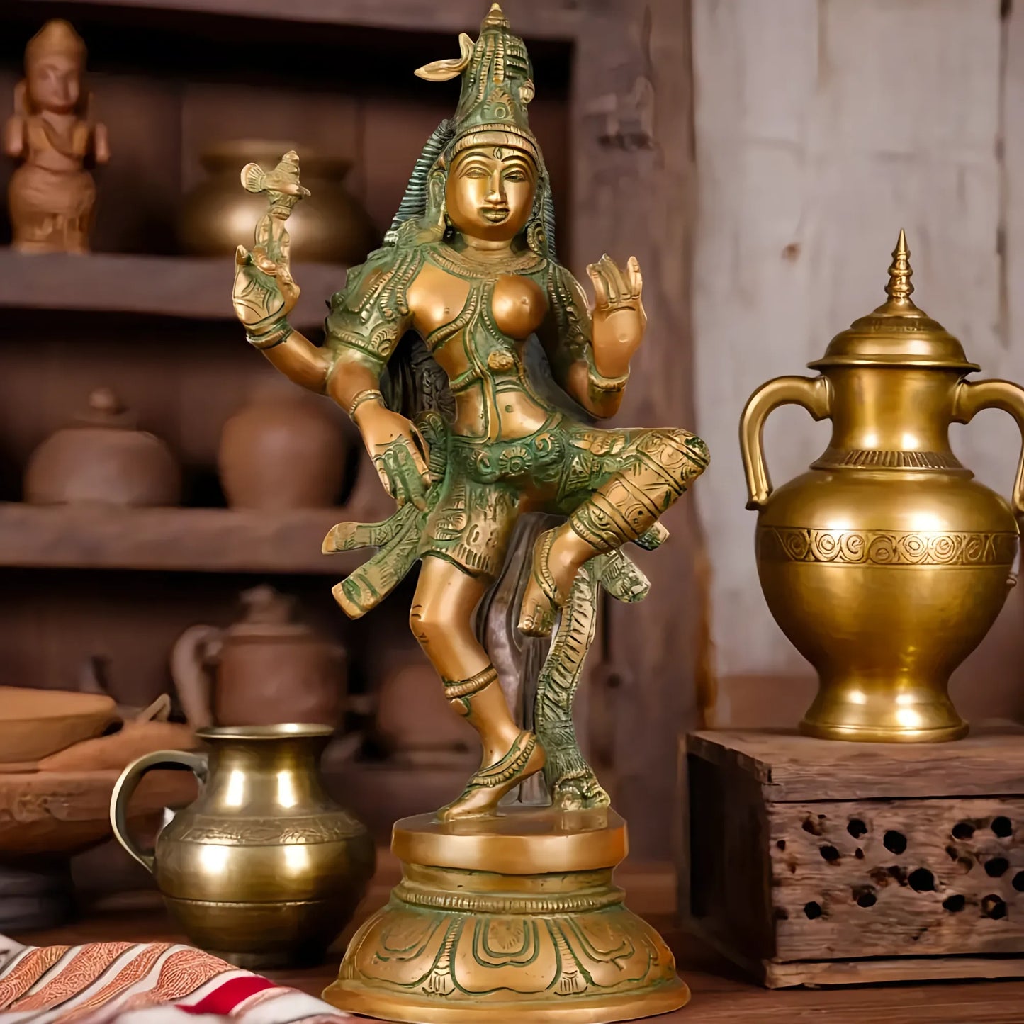 Brassaura™ Handcrafted Brass Ardhanarishvara Statue | Height 12 Inches & Weight 3.25 Kgs