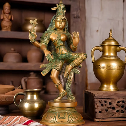 Brassaura™ Handcrafted Brass Ardhanarishvara Statue | Height 12 Inches & Weight 3.25 Kgs