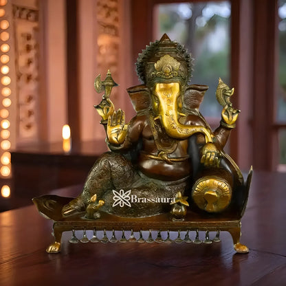 Brassaura™ Brass Ganesha Idol | Height 16 Inches & Weight 15 Kgs