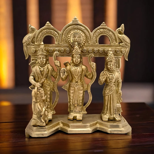 Brassaura® Brass Ram Darbar Idol – Height 9 Inches  | Artistic Representation of Ram Parivar