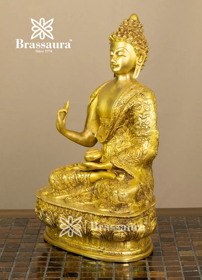 Brass Buddha For Home And Décor Weight 4.6 kg Height 12.5 Inch