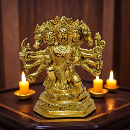 Brassaura™ Handcrafted Panchmukhi Hanuman Murti in Brass – Height 8.8 Inches & Weight 3.3 Kgs