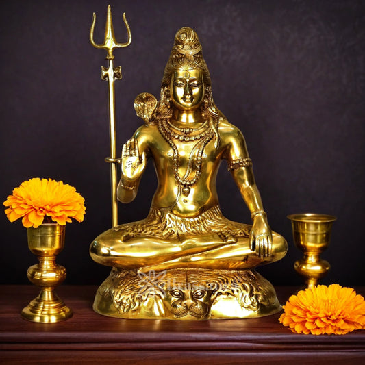 Brassaura™ Brass Lord Shiva Idol – Height 22 Inches & Weight 17 Kgs | Hindu Devotional Décor