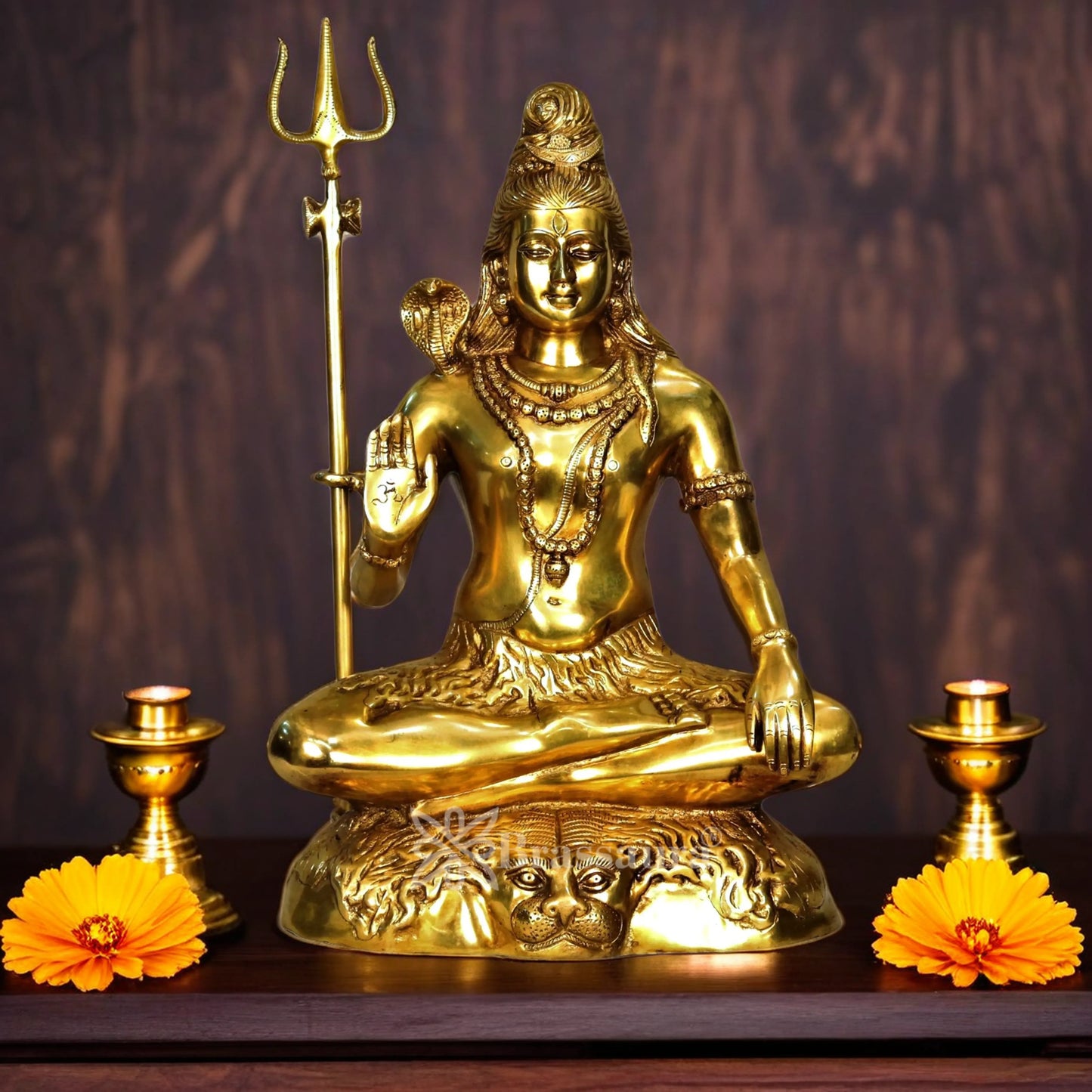 Brassaura™ Brass Lord Shiva Idol – Height 22 Inches & Weight 17 Kgs | Hindu Devotional Décor