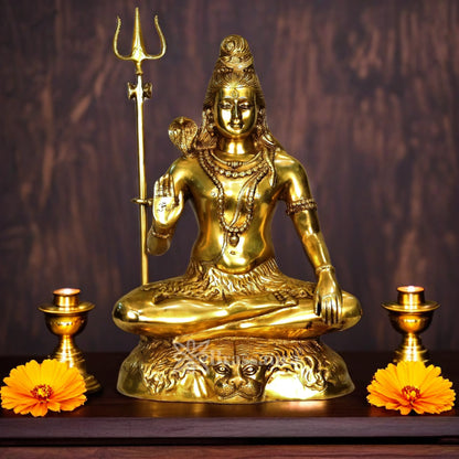 Brassaura™ Brass Lord Shiva Idol – Height 22 Inches & Weight 17 Kgs | Hindu Devotional Décor