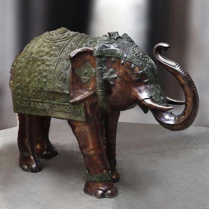 Brassaura® Brass Standing Elephant Sculpture | Height 50 Inches