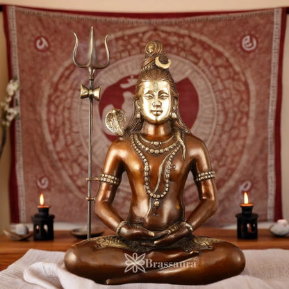 Brassaura™ Brass Lord Shiva Murti – Height 20 Inches & Weight 12 Kgs | Sacred Home Décor