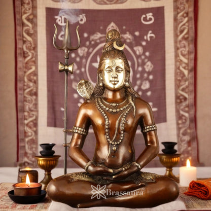 Brassaura™ Brass Lord Shiva Murti – Height 20 Inches & Weight 12 Kgs | Sacred Home Décor