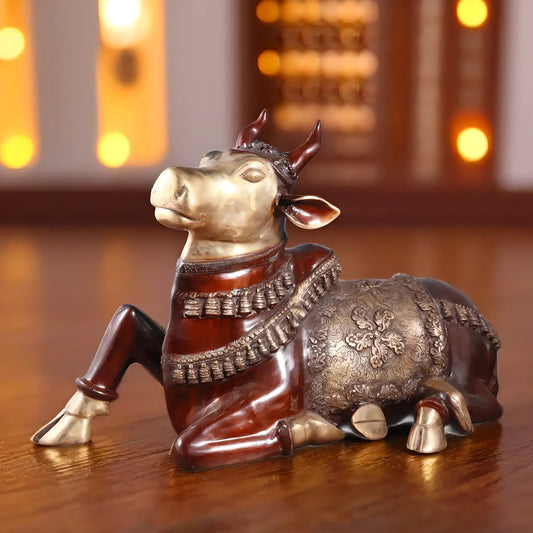 Brassaura™ Antique Large Brass Nandi Sculpture – Height 21.5" & Weight 30 Kgs | Vintage Finish
