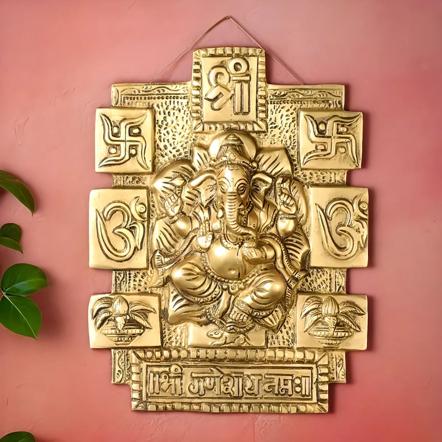 Brassaura™ Brass Ganesha Wall Hanging | Height 7.5 Inches & Weight 1 Kg | Handcrafted Divine Décor Piece