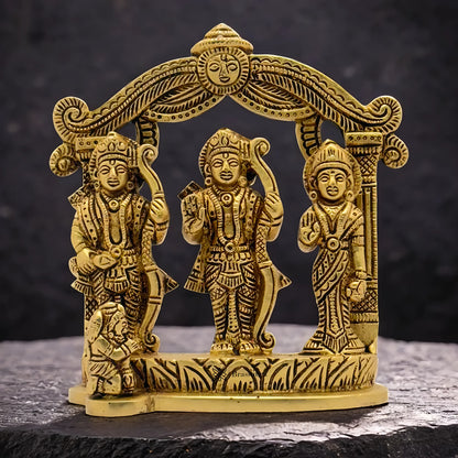 Brassaura™ Brass Ram Darbar Idol – Height 5 Inches & Weight 0.79 Kgs | Regal Brass Sculpture for Spiritual Décor