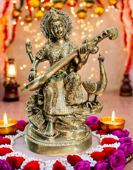 Brass Saraswati Idol for Home and Decor Height 15 Inches & Weight 10 Kgs