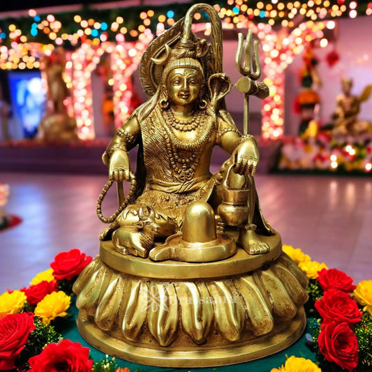 Brassaura™ Brass Shiva Idol – Height 12 Inches & Weight 7 Kgs | Sacred Home Décor