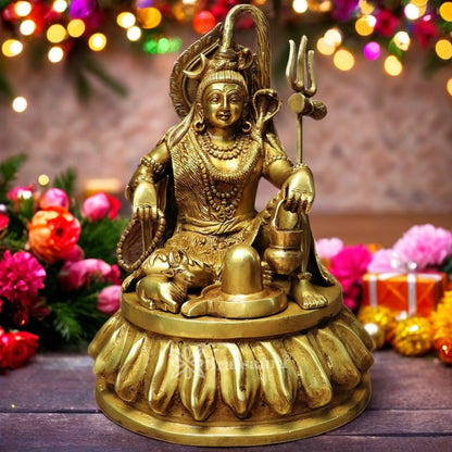 Brassaura™ Brass Shiva Idol – Height 12 Inches & Weight 7 Kgs | Sacred Home Décor