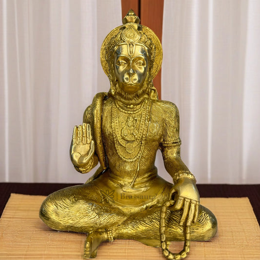 Brassaura™ Premium Brass Hanuman Idol – Height 11.6 Inches & Weight 4.85 Kgs | Sacred Accent