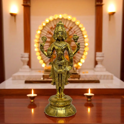 Brassaura™ Brass Brahma Dev Idol – Height 10 Inches & Weight 2.2 Kgs | Divine Creation Symbol for Home & Temple Décor