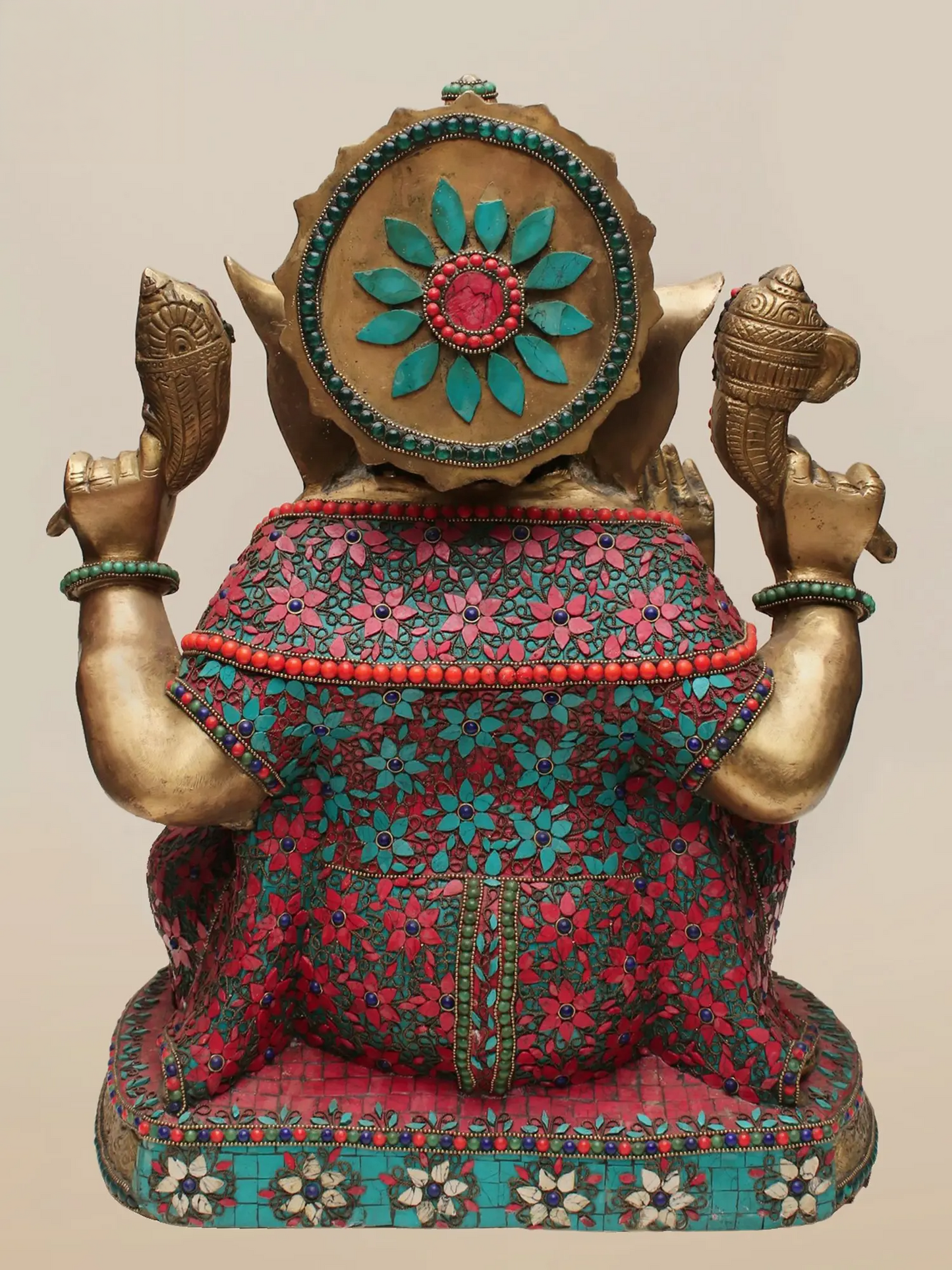 Brassaura™ Majestic Lord Ganesha with Rich Stone Inlay Work | Height 21 Inches & Weight 26.63 kgs
