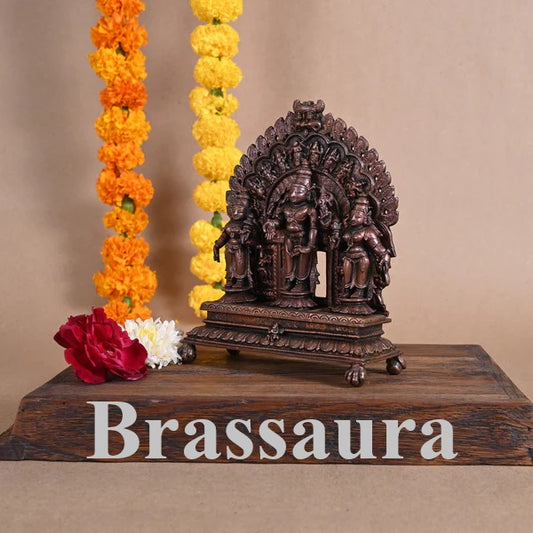 Copper Sridevi Bhoodevi Sameta And Bala Ji Idol For Home Decor Weight 1.52 Kg And Height 7 Inch