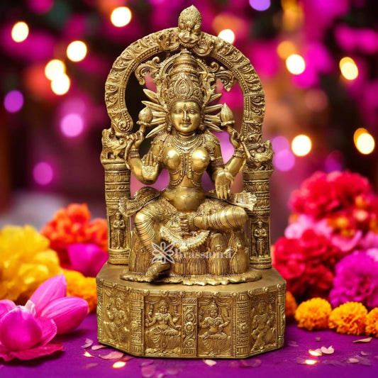 Brassaura™ Artistic Brass Laxmi Idol – Height  Inches 19.7 & Weight 14.8 Kgs | Home & Puja Décor