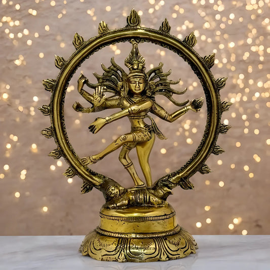 Brassaura™ Black Patina Dancing Nataraj Idol | Brass Mastercraft | Height 9.5 Inches & Weight 1.7 kgs