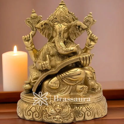 Brassaura™ Ganesh Idol for Home and Decor | Weight 3 Kgs | Height 7.48 Inches