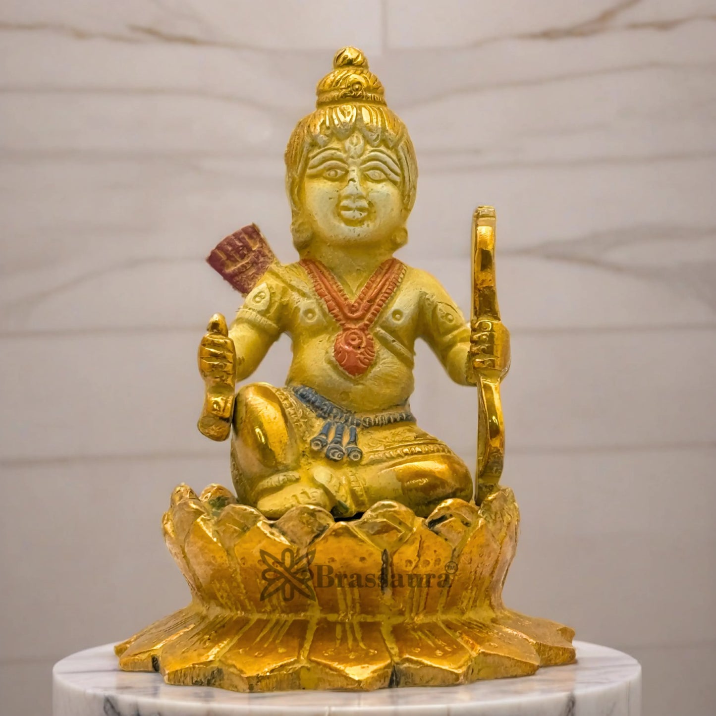 Brassaura™ Brass Multi Colored White & Gold Patina Finish Ram Lalla – Height 5 Inches & Weight 1.2 Kgs | Artistic Spiritual Accent