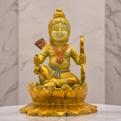 Brassaura™ Brass Multi Colored White & Gold Patina Finish Ram Lalla – Height 5 Inches & Weight 1.2 Kgs | Artistic Spiritual Accent