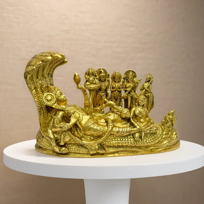 Brassaura™ Brass Vishnu Laxmi – Height 6.4 Inches & Weight 2.2 Kgs | Handcrafted Divine Couple Statue for Home Temple