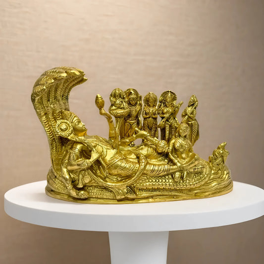 Brassaura™ Brass Vishnu Laxmi – Height 6.4 Inches & Weight 2.2 Kgs | Handcrafted Divine Couple Statue for Home Temple