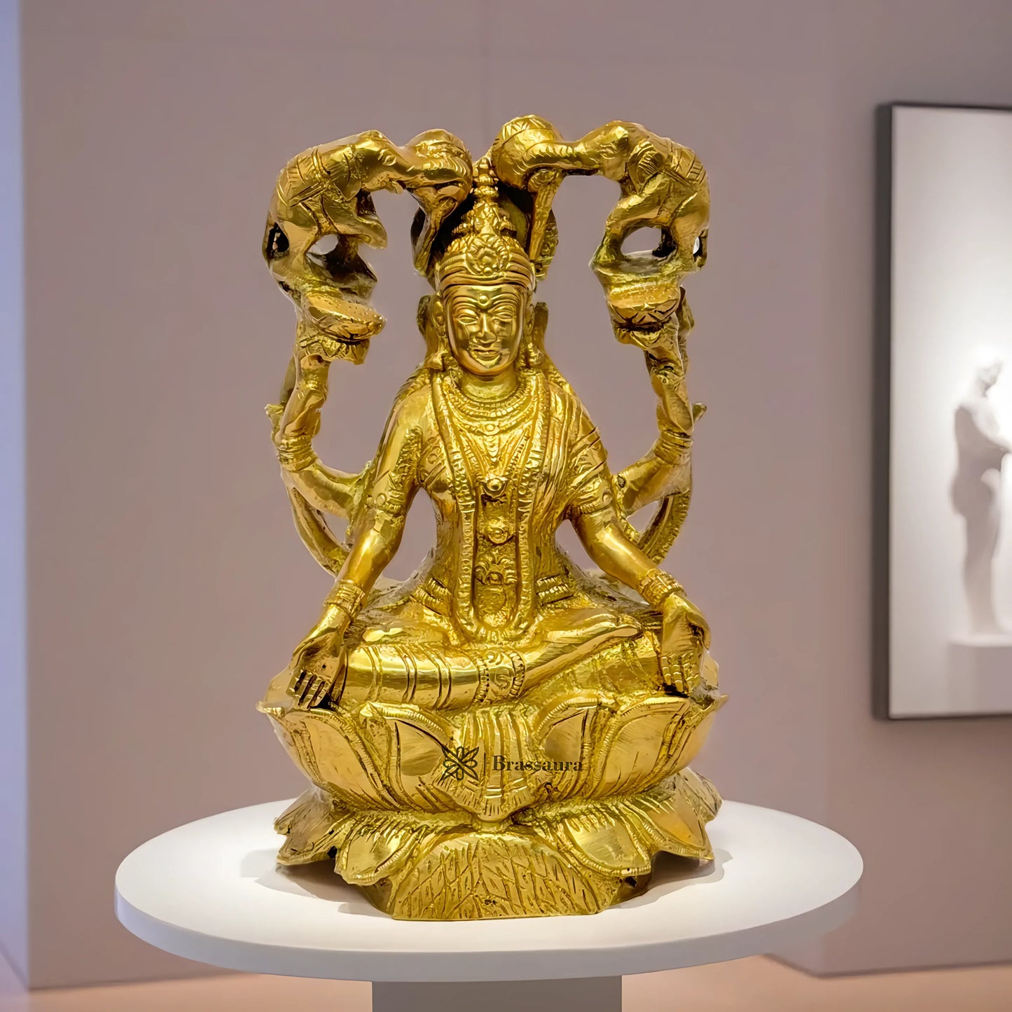 Brassaura™ Devotional Brass Laxmi Murti – Height 7.2 Inches & Weight 2 Kgs | Temple Statue