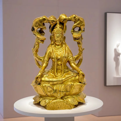 Brassaura™ Devotional Brass Laxmi Murti – Height 7.2 Inches & Weight 2 Kgs | Temple Statue