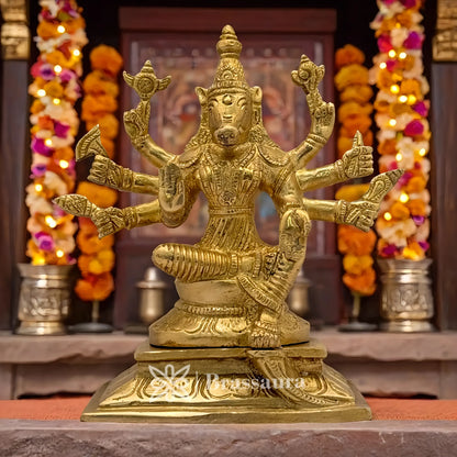 Brassaura™ Brass Varahi Idol – Height 6.8 Inches & Weight 1.8 Kgs | Sacred Temple Décor
