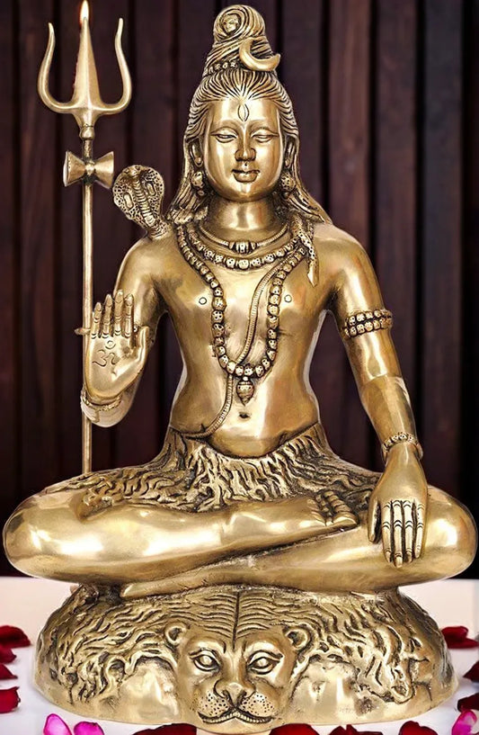 Brassaura™ Traditional Brass Shiva Murti – Height 22 Inches & Weight 17.5 Kgs | Classic Idol