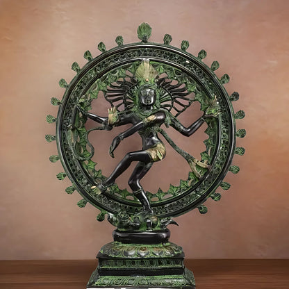 Brassaura™ Superfine Brass Nataraja Statue | Vintage Green & Black Finish | Height 28 Inches & Weight 17.5 Kgs