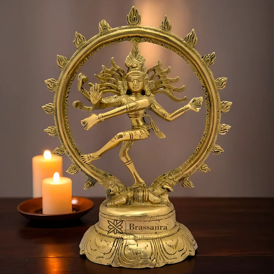 Brassaura™ Brass Nataraj Statue | Height 9.5 Inches & Weight 1.7 Kgs