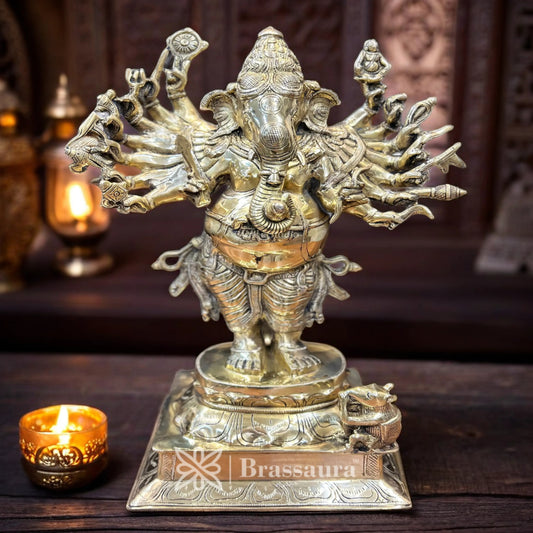 Brassaura™ Brass Standing Ganesha Statue for Home and Decor | Weight 18 Kgs | Height 24 Inches