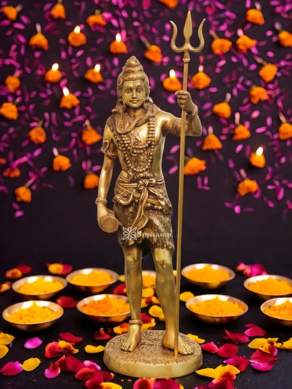 Brassaura™ Brass Shiva Idol – Height 23 Inches & Weight 10 Kgs | Meditation Room Accent
