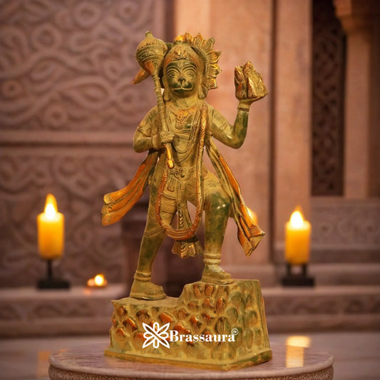 Brassaura™ Brass Hanuman Murti with Intricate Design – Height 16 Inches & Weight 4.5 Kgs